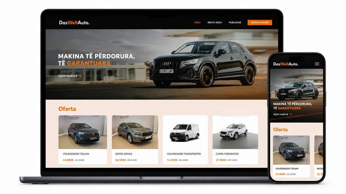 DasWeltAuto - Certified Used Cars Platform (Albania) responsive website mockup