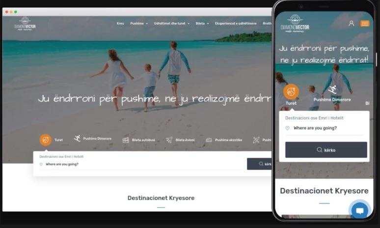 Diamond Vector Travel responsive website mockup