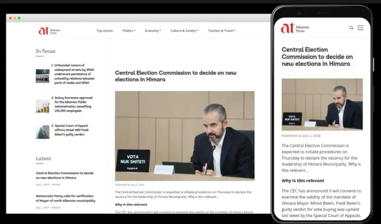Albanian Times responsive website mockup