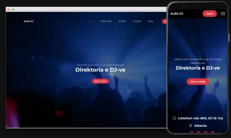 Alba DJ - Connecting DJs with Opportunities responsive website mockup
