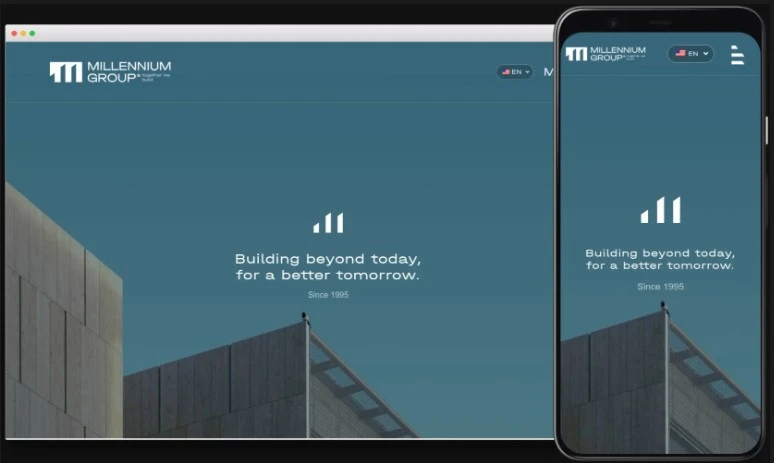 Millenium Group responsive website mockup