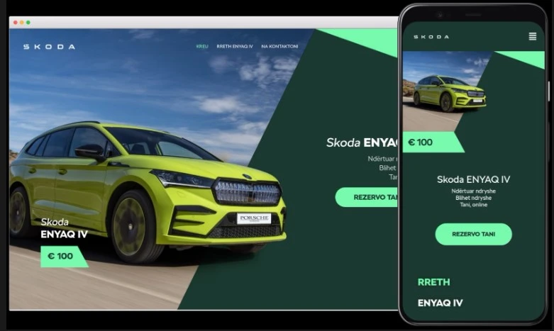Skoda ENYAQ responsive website mockup