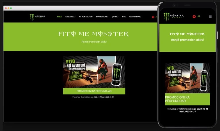 Monster Energy House responsive website mockup